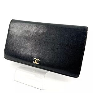 ❌SOLD ❌ Authentic CHANEL Long Wallet Leather Black CC Logo